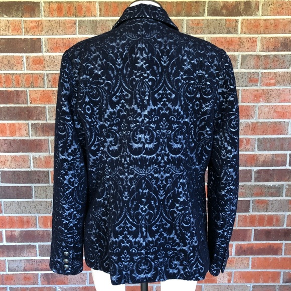 Cabi Navy Blazer, Jacquard Jacket, Sz 6 - Picture 6 of 8